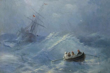 the shipwreck in a stormy sea Romantic Ivan Aivazovsky Russian Oil Paintings